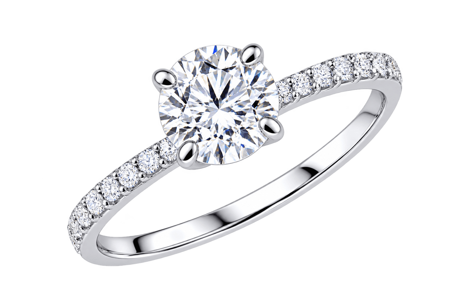 Round Cut Solitaire Silver Ring For Women