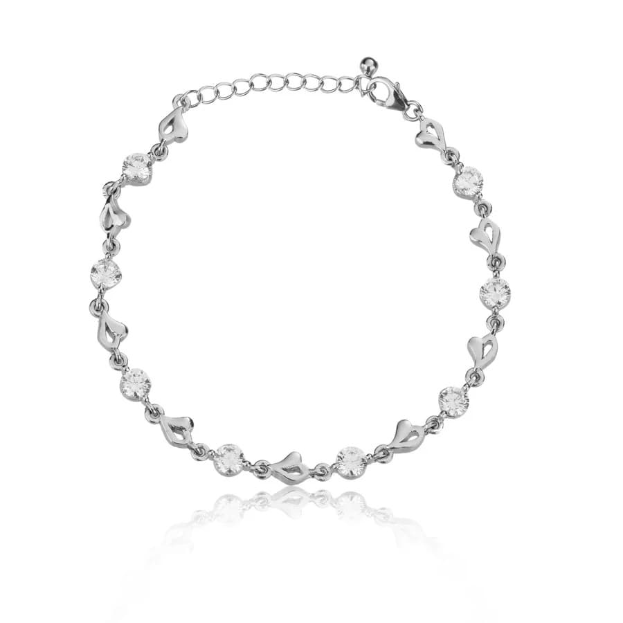 Heart-Shaped Silver Bracelet For Women